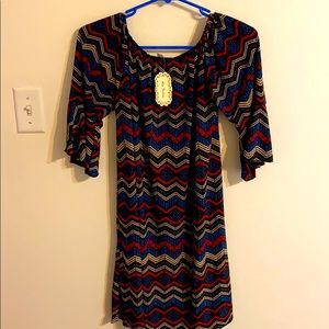 Cute off the shoulder pattern dress